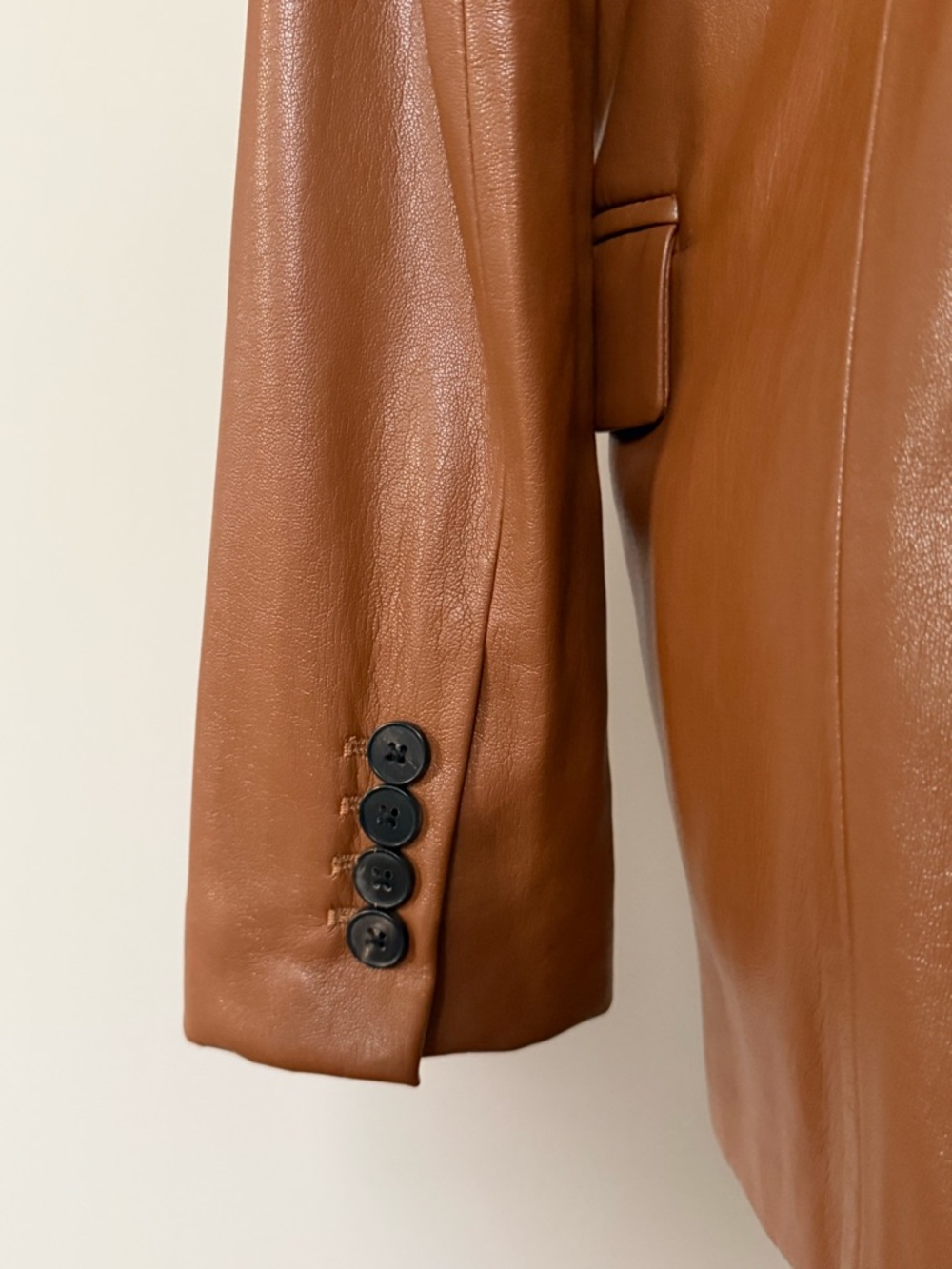 Zara Cognac Faux Leather Single-Button Blazer - Picture 6 of 8